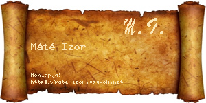 Máté Izor névjegykártya